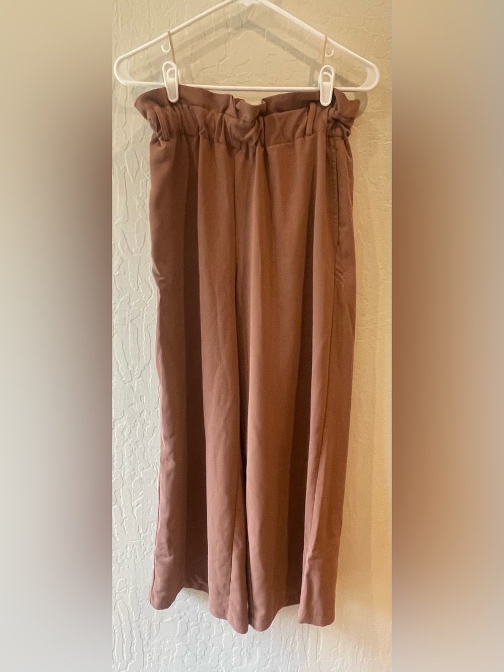 Elodie Wide-Leg Paperbag Waist Pants - Brown